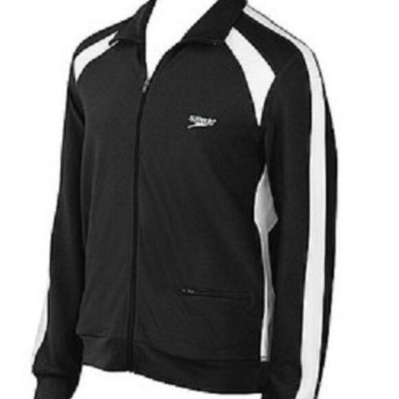 Speedo Expedite Black Varsity Athletic Warmup Full Zip Up Jacket Size Medium - Picture 1 of 6